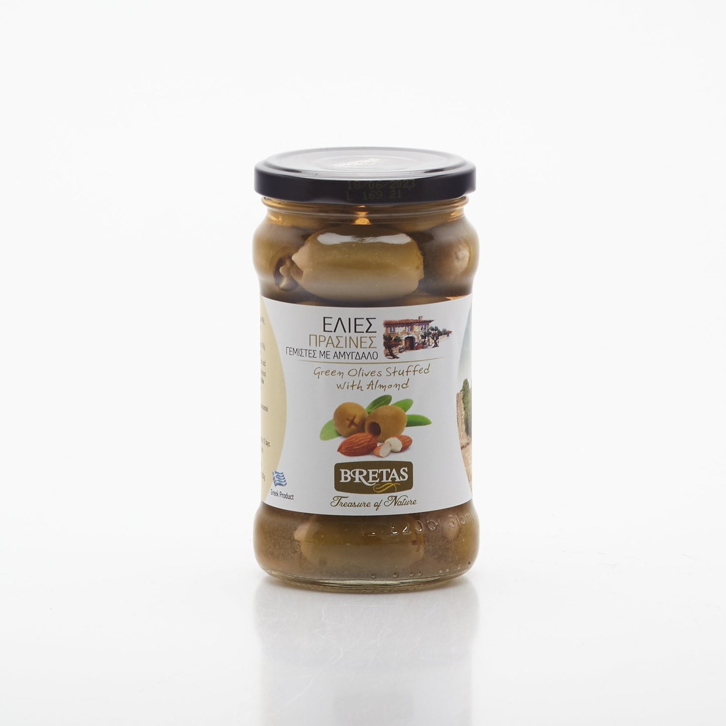 Grécke olivy plnené mandľou 290g