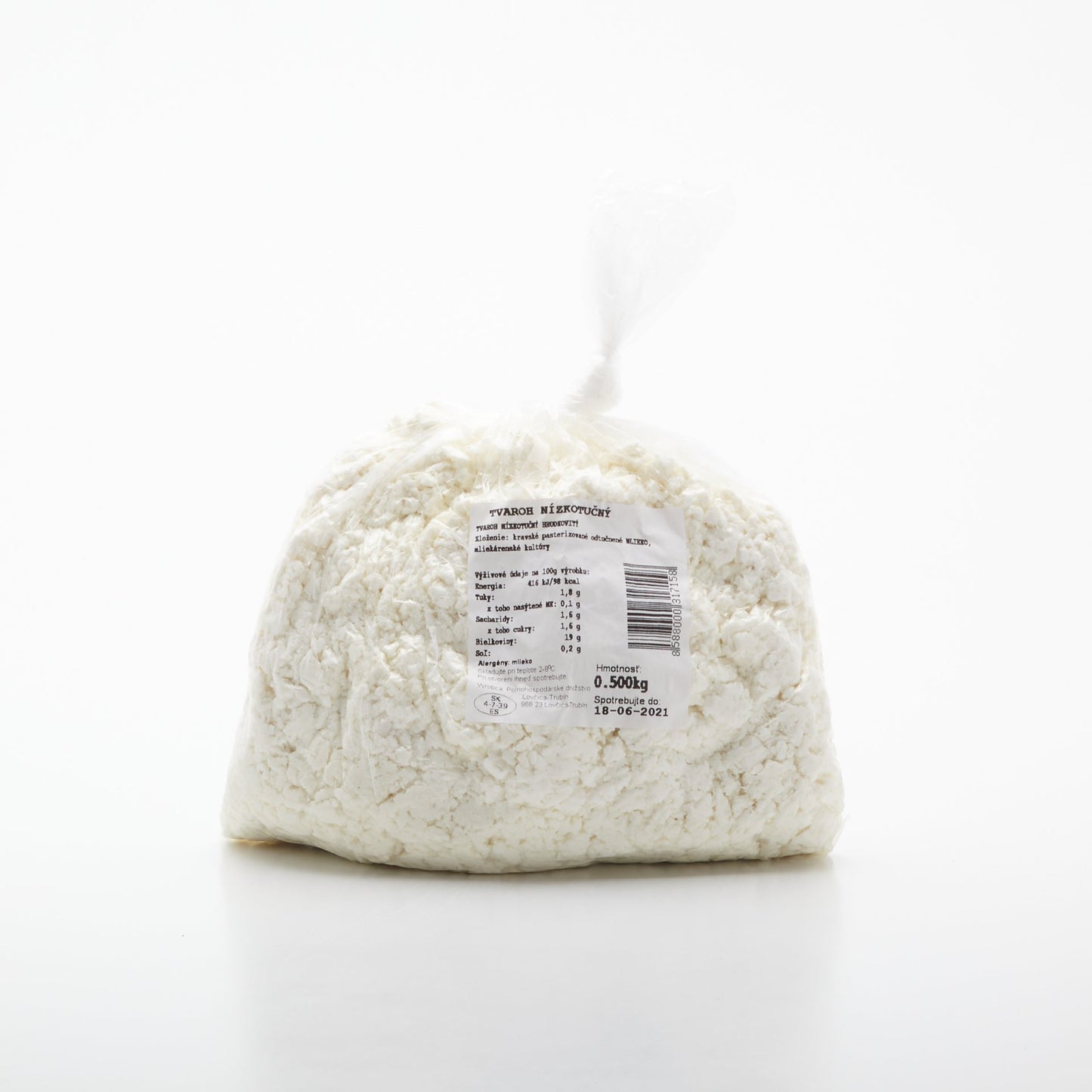 Tvaroh jemne hrudkovaný v sáčku 500g