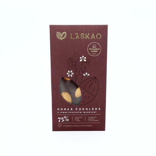 75% horká čokoláda s mandľami 80g